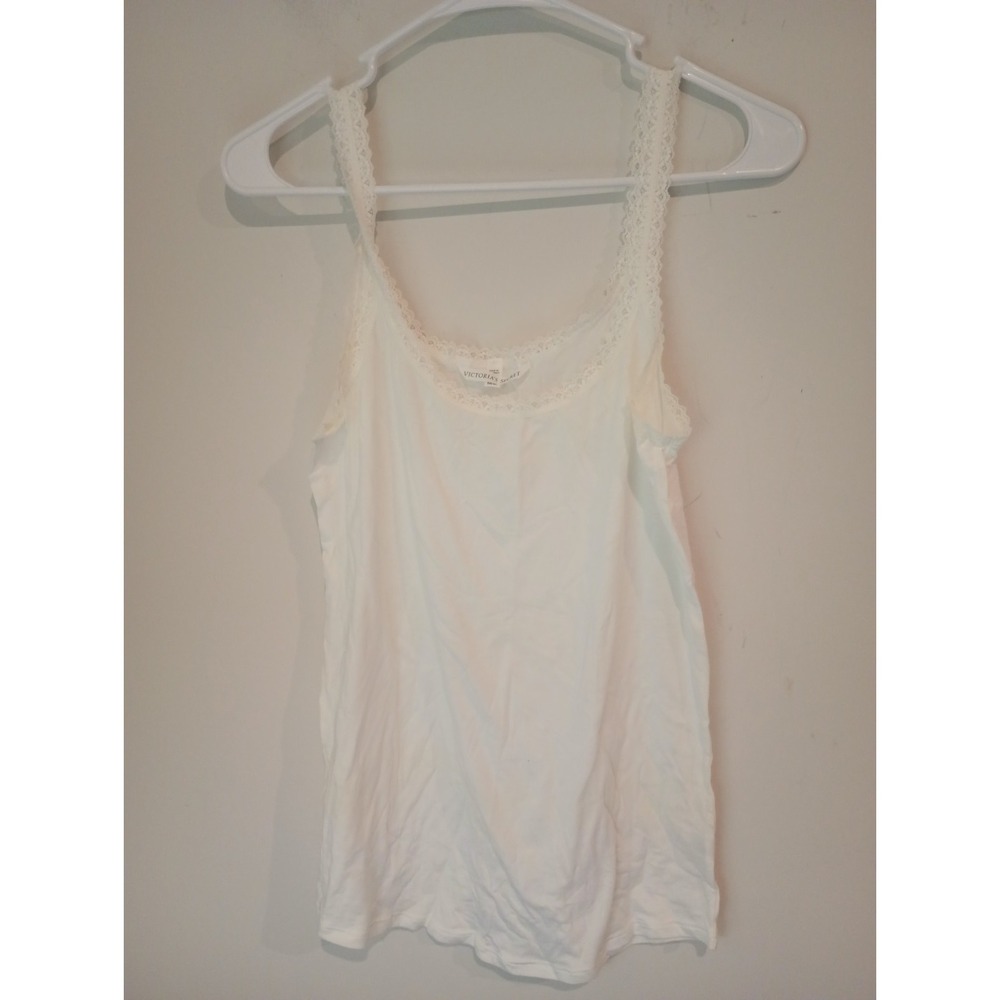 Victoria's Secret Lace Cami Top Womens Medium White Cami Trim Camisole Coquette